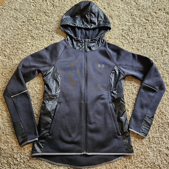 Under Armour Full Zip Black Hooded Jacket Small - Picture 1 of 7